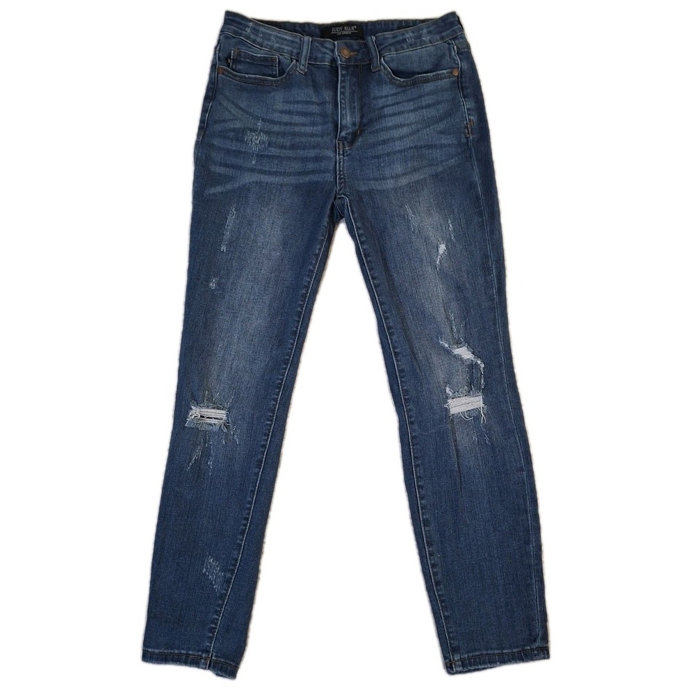 Judy‎ Blue Jeans Women's Size 29x25 Blue Denim Relaxed Fit Stretch Distressed